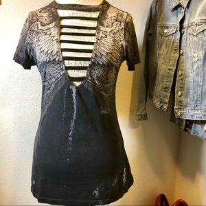 Affliction Deep Neck T Shirt